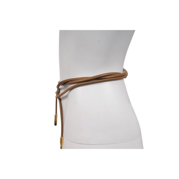 Salvatore Ferragamo Womens Brown Leather Rope String Waist Belt Gold Hardware - Picture 9 of 9